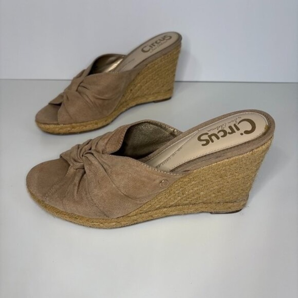 Circus by Sam Edelman Bea Womens Espadrille Wedge Sandal Size 9 Tan Slip On‎